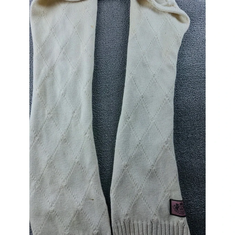 Juicy Couture Scarf Women White Diamond Bobble Knit Cashmere Angora Wool Blend‎